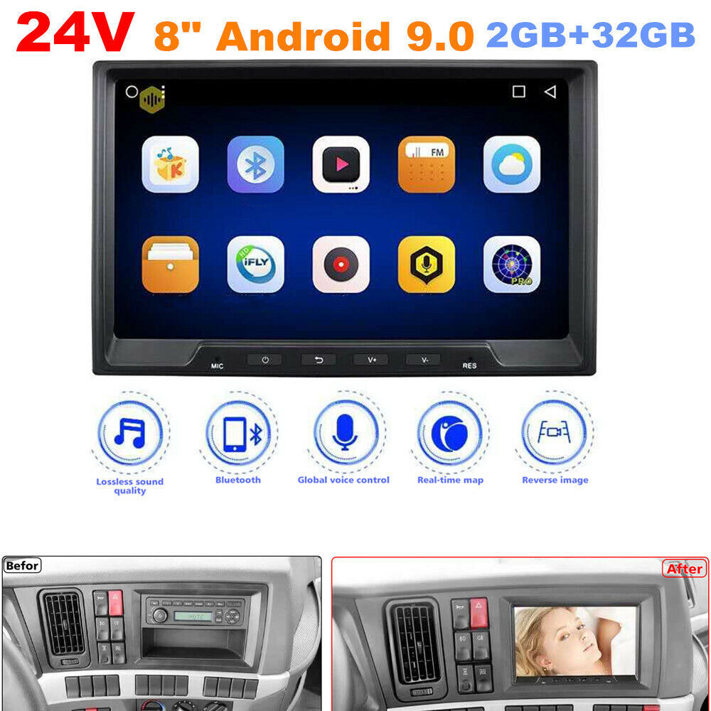 24V 8-inch Android 9.0 Car Truck GPS Navigation Radio Stereo MP5 Player WiFi 2+32GB n