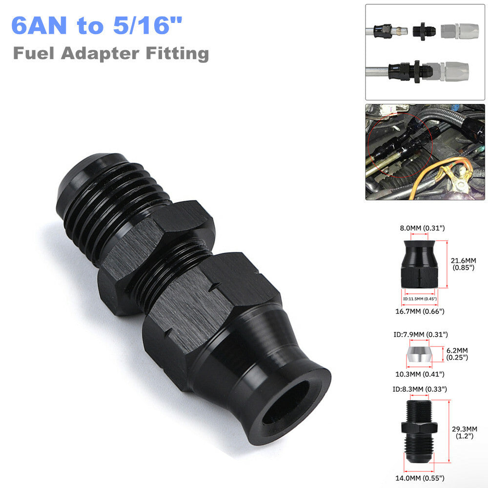 6AN 5/16 Fuel Adapter Connector GM Quick Coupling with Threaded Female Black - n