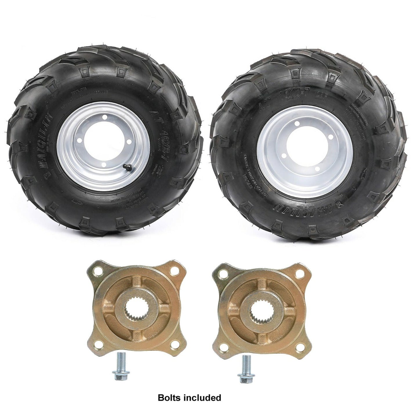 2-pack 16x8-7 inch wheels, tires, 4 bolts, rims, 24T rear axle hubs suitable for all-terrain vehicles and go-karts - Taodao