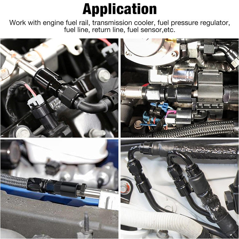 2¡Á6AN male to 5/16 inch quick disconnect female EFI fuel rail accessory aluminum black