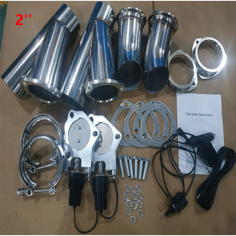 2 inch Electric Exhaust shut-off Valve Y Catback Pipe kit With Manual Control Q