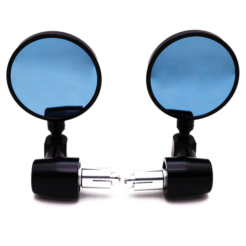 Motorcycle Black 7/8 Handle Bar End CNC Aluminum 3 Round Rearview Side Mirror Q