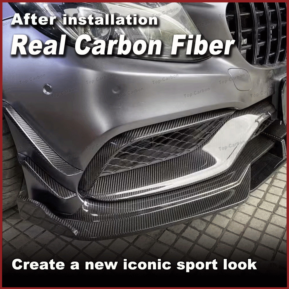 for Mercedes W205 C205 C63 REAL Carbon Front Bumper Canards Air Vent Cover