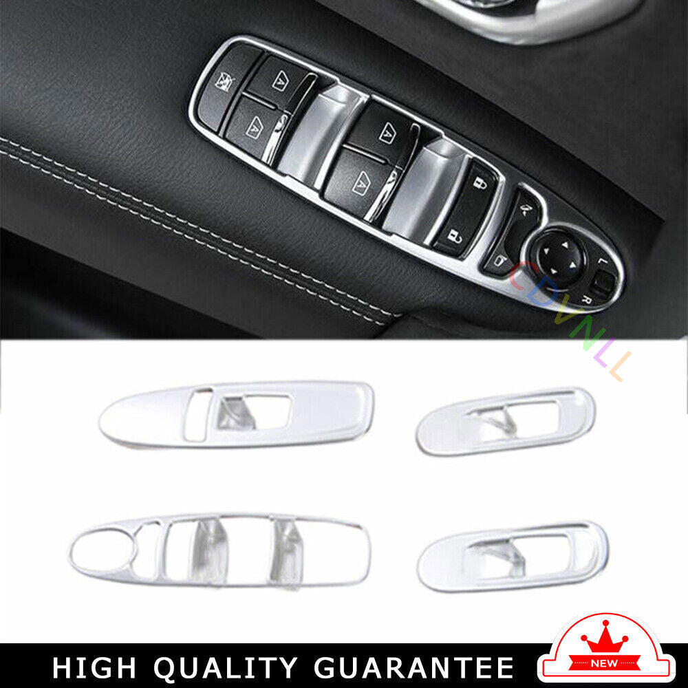 Glass Window Lifting Lock Panel Trim for Nissan Armada Y62 2017-20 Matte Silver
