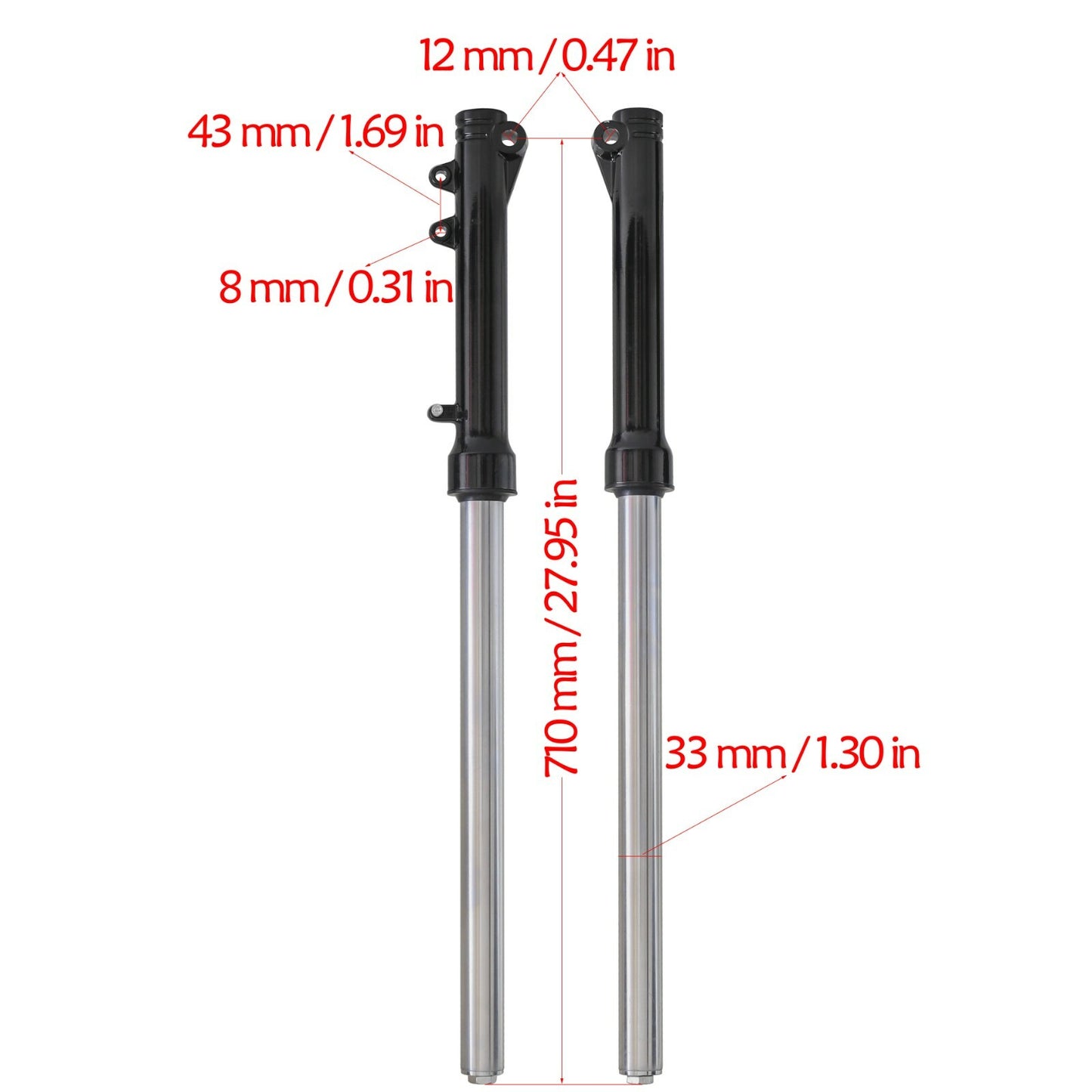 Three-axis front fork suspension suitable for Dirt Pit bicycles 110cc, 125cc, and 150cc. (Taodao brand)