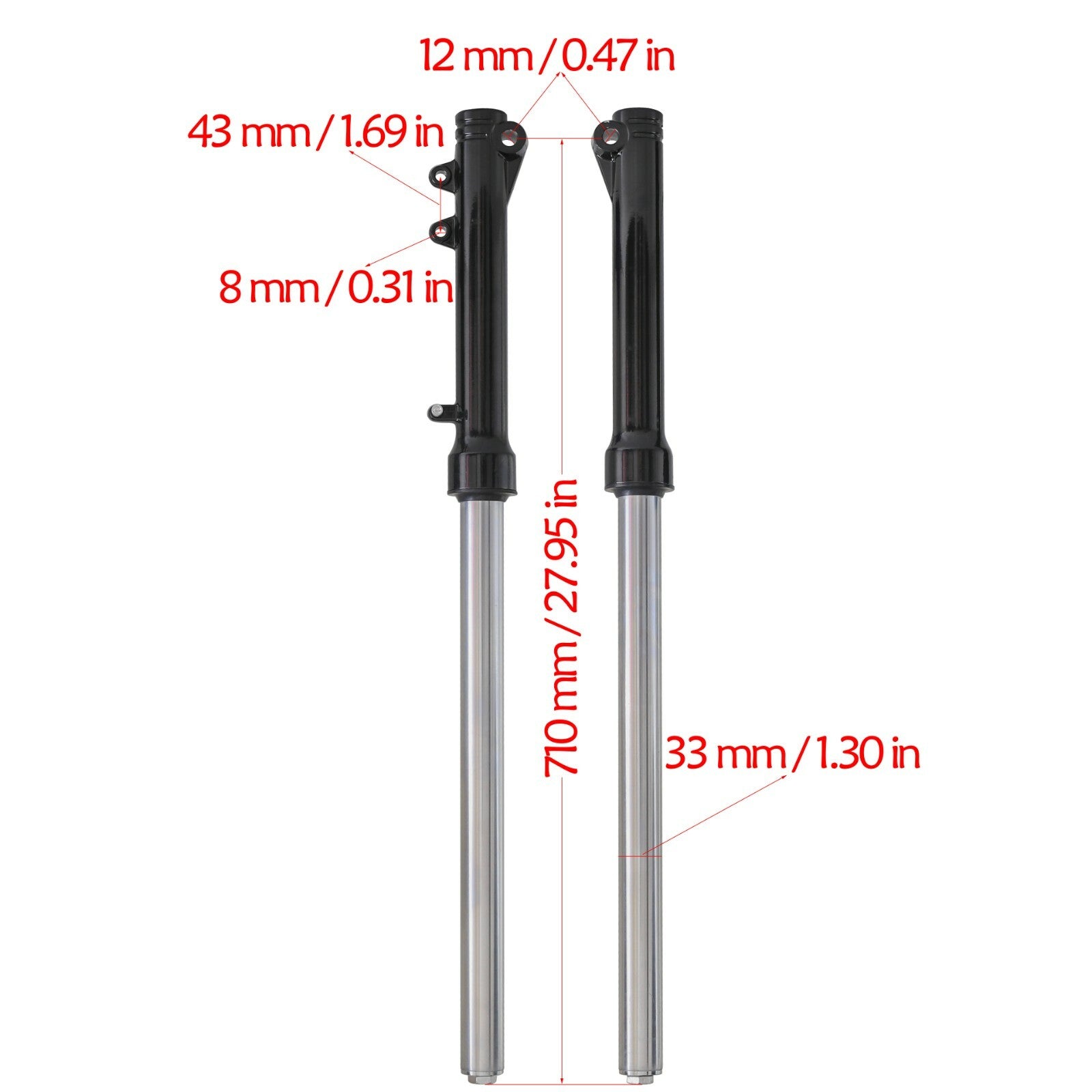 Three-axis front fork suspension suitable for Dirt Pit bicycles 110cc, 125cc, and 150cc. (Taodao brand)
