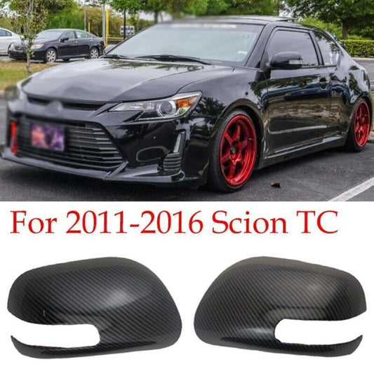 Glossy Carbon Fiber Trim Kit For 2011-2016 for Scion tC Hatchback Side Mirror Cover n