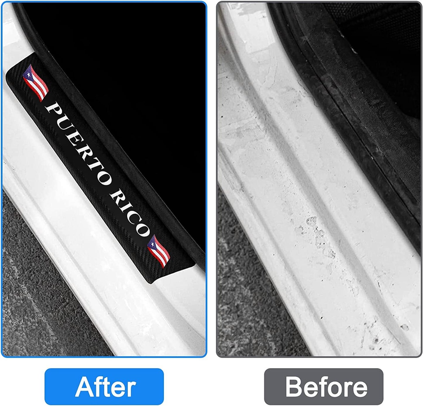 4-Piece Puerto Rican Flag Carbon Fiber Car SUV Door and Window Protective Sticker Accessories - n