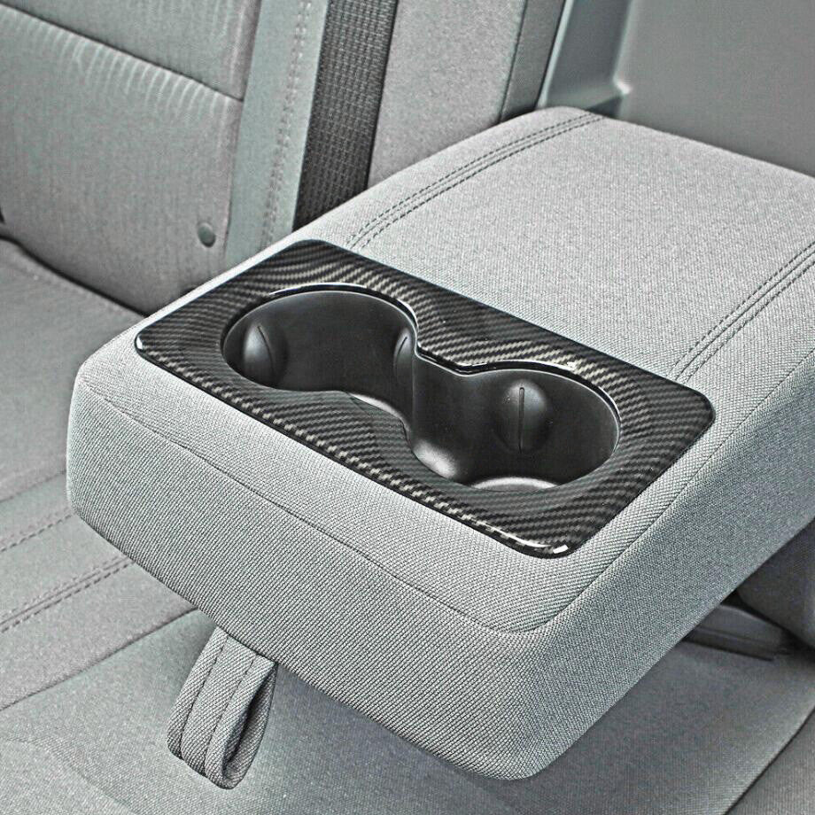 For 2019-2024 for Dodge for RAM 1500 Carbon Rear Armrest Box Water Cup Holder Cover Trim v