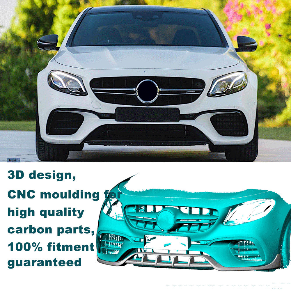 for Mercedes-Benz W213 E63 S 2016-2019 REAL CARBON Front Bumper Lip Spoiler