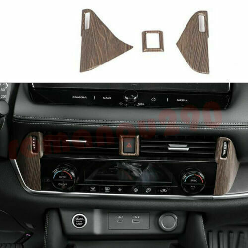 7P for Nissan Rogue 2021-2023 Wood Grain ABS Car Dashboard Air Outlet Cover Trim
