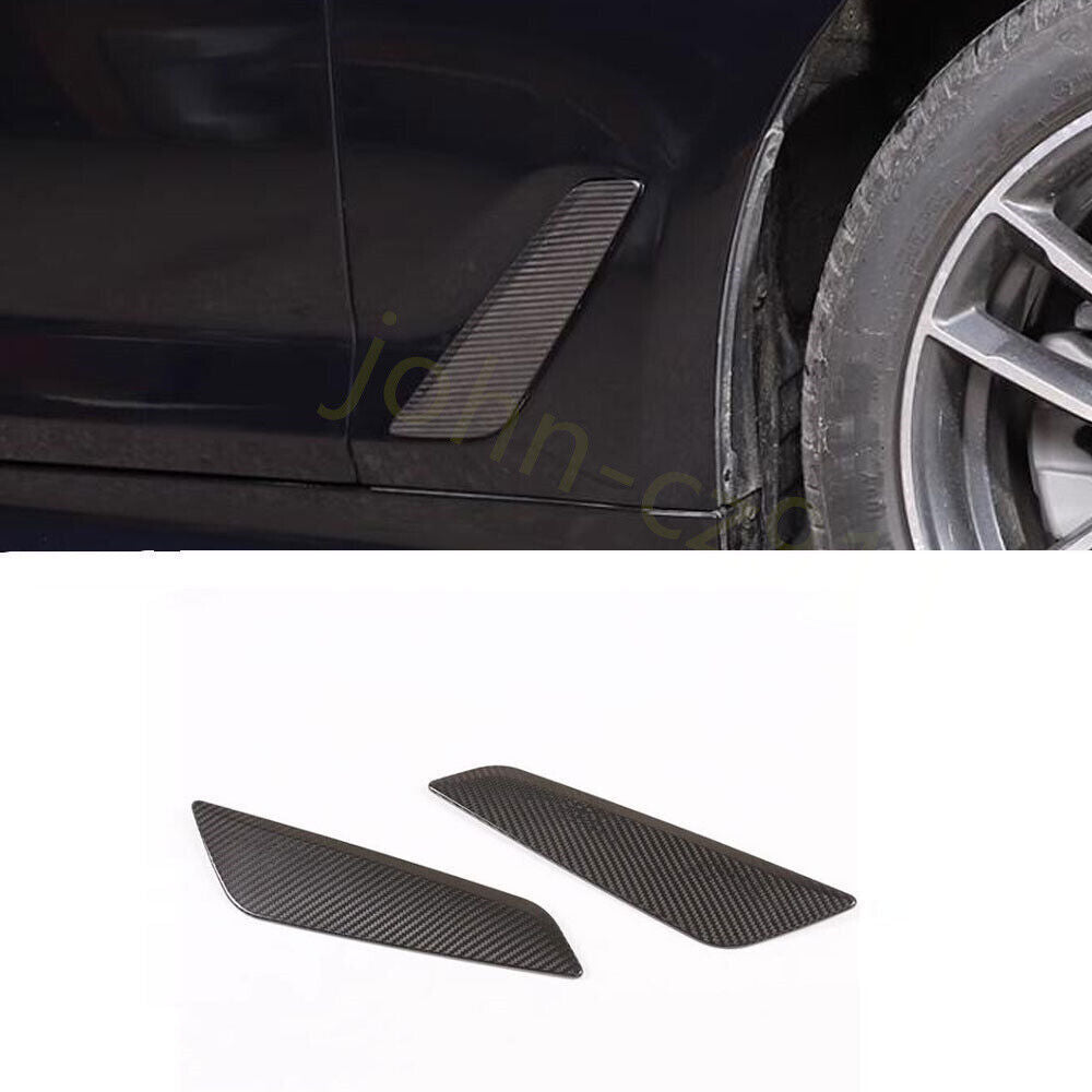 For 5 2017-2023 Black Carbon Fiber Front Bumper Spoiler Air Vent Trim n