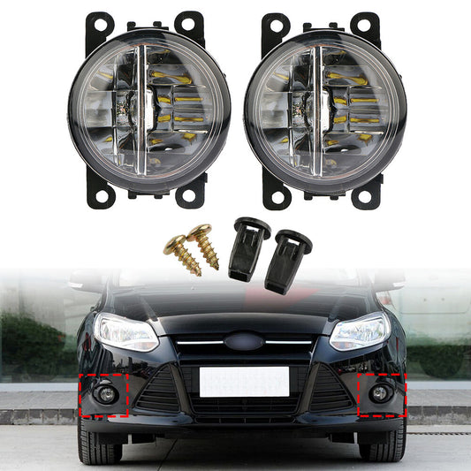 2-piece front bumper fog lights and driving lights for Ford Explorer 2011-2015 LED transparent L+R