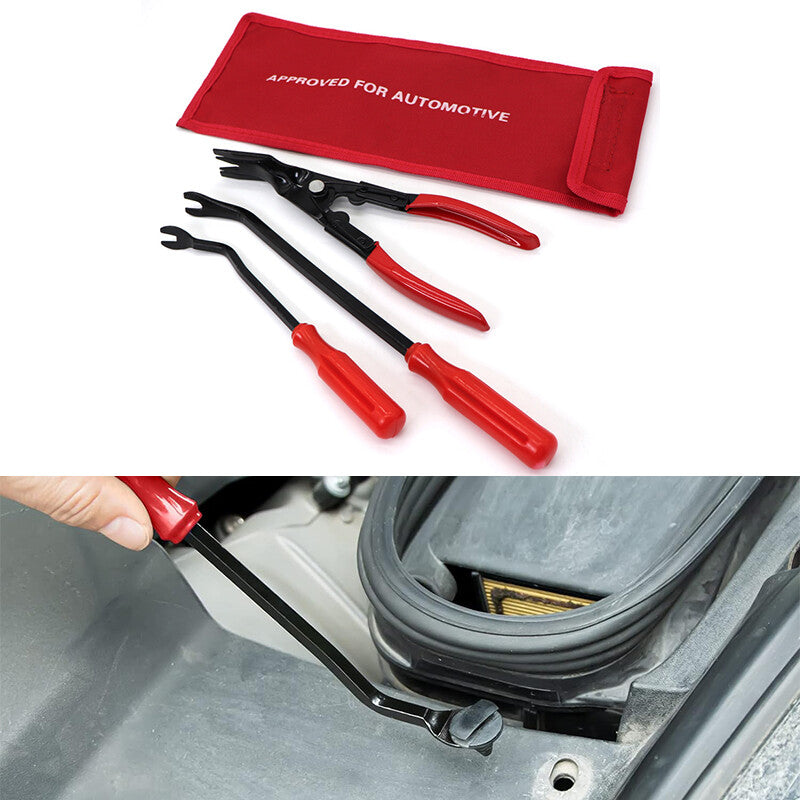 3Pcs Red Car Door Panel Remover Body Retainer Clip Car Trim Upholstery Pry Tool Q