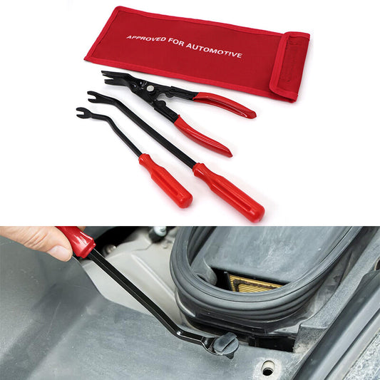 3Pcs Red Car Door Panel Remover Body Retainer Clip Car Trim Upholstery Pry Tool Q