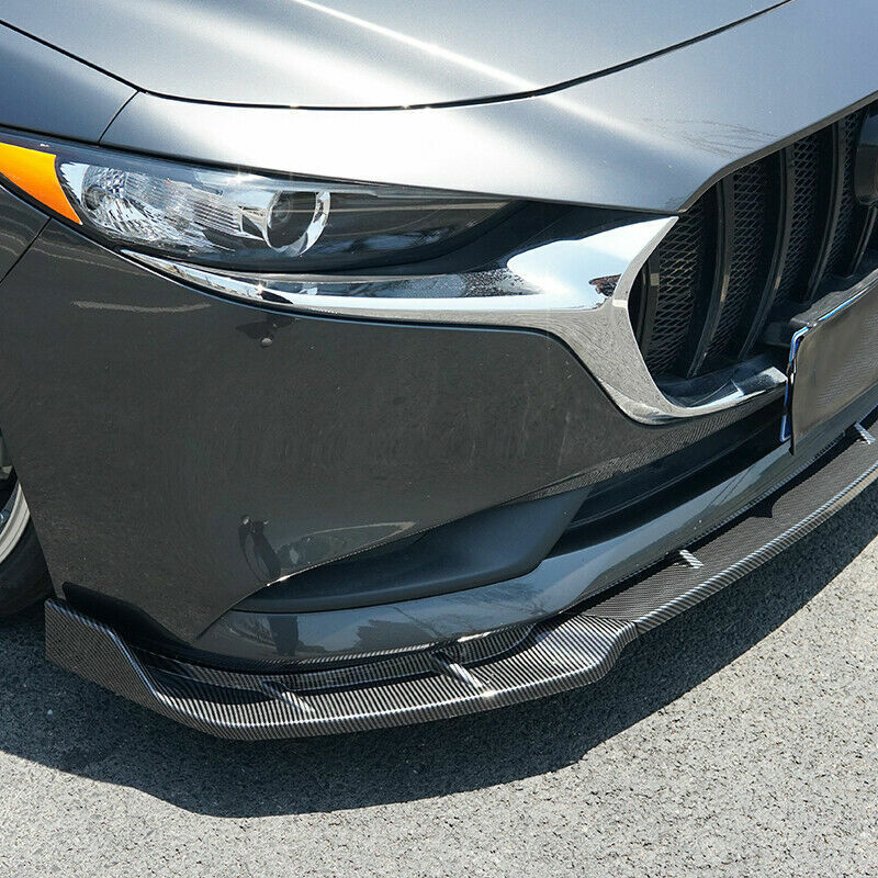 for Mazda 3 Axela 2019-23 Carbon Fiber ABS Front Bumper Lip Chin Spoiler Cover3