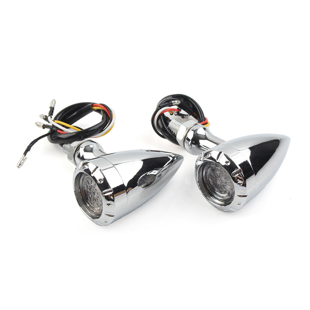 for Harley Silver Motorcycle LED Red/Amber Brake Blinker Turn Signal Tail Light