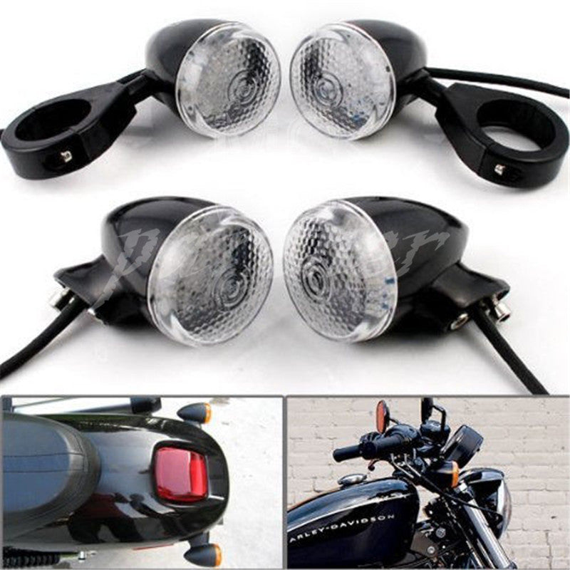 Black Bullet Front Rear Turn Signal Light 41mm Relocation Fork Clamp for Harley Q