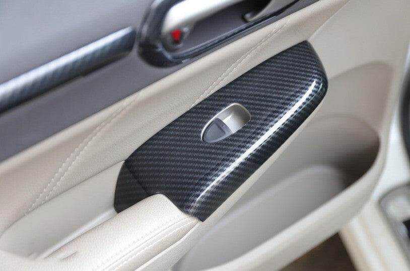 Glass Window Lifting Lock Panel Trim for Honda for Civic 8th 2006-2011 Carbon Fiber