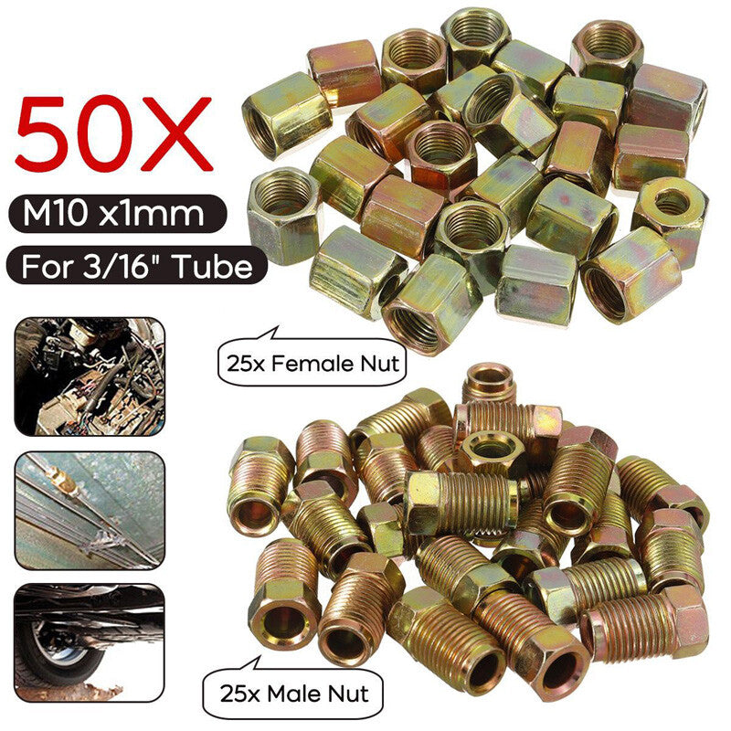 50-piece brake cable accessory set from the for 3/16 inch pipe thread nuts (male and female) n