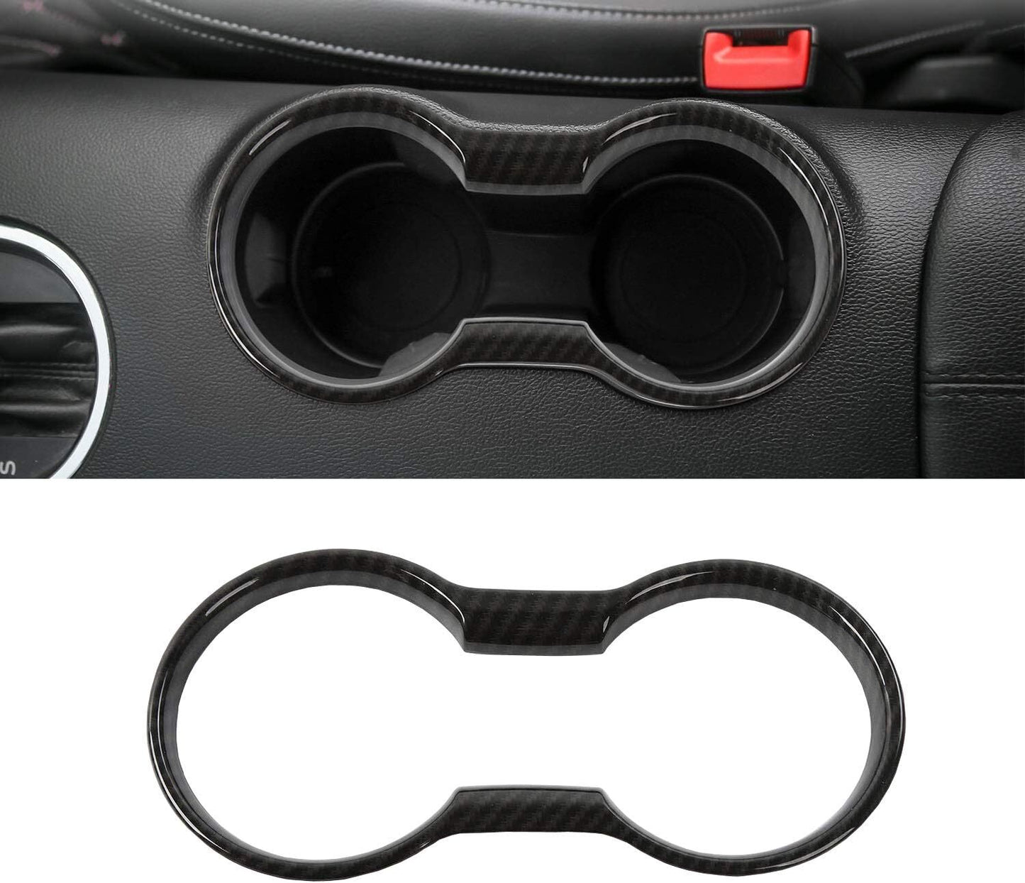 1-Piece Carbon Fiber Cup Holder Cover Interior Trim for Ford for Mustang 2015-2024