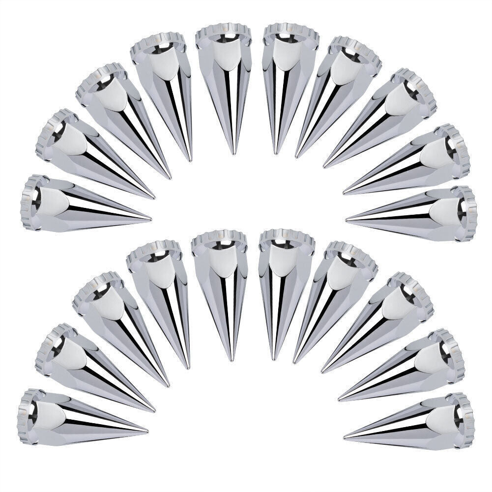 20PCS Fits Semi Truck 33mm Thread-on Spiked Lug Nut Covers ABS Chrome Plastic Q