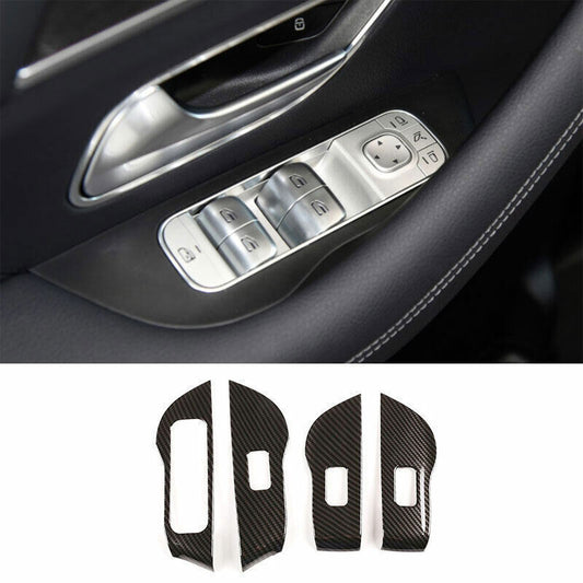 for Benz GLE GLS 2020-23 Carbon Fiber Look Window Lock Lift Panel Frame Trim 4P