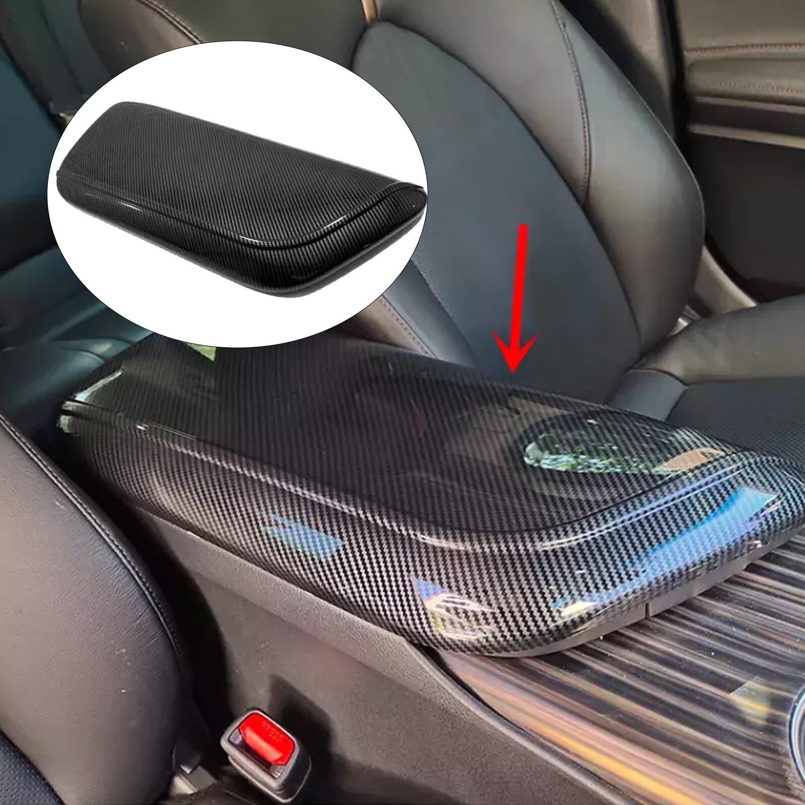 Carbon fiber Central armrest storage box Cover Trim for Toyota for Camry 2018-2024