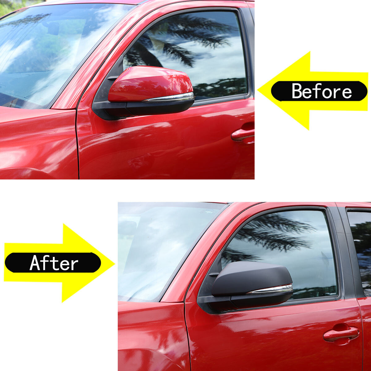 Matte Black Side Mirrors + Door Handle Cover Trim Package for 2016-22 Tacoma n