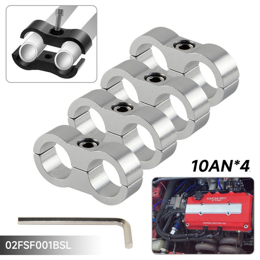 4pcs AN10 19MM 0.75 Braided Hose Separator Clamp Fitting Adapter Bracket SL