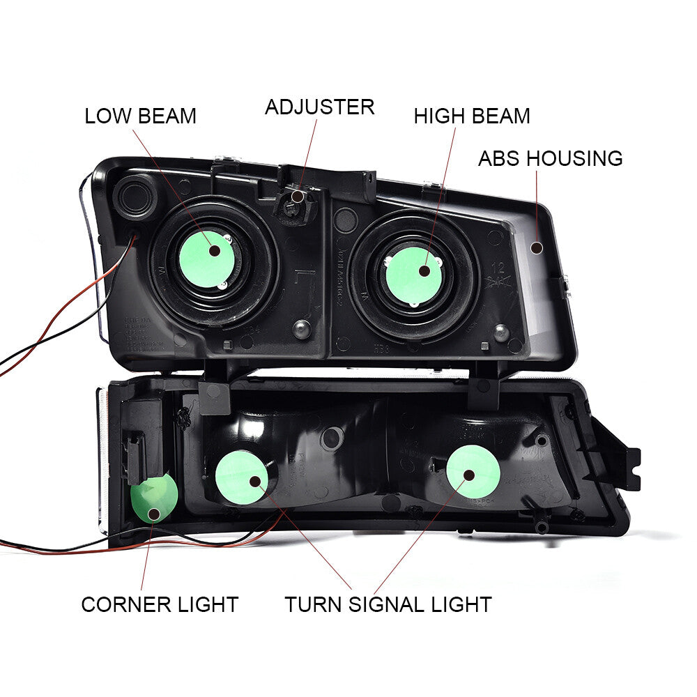 Black Jade/Glossy LED White Water+ Small Whitening 03-06 Black and White West Silverado 1500 2500
