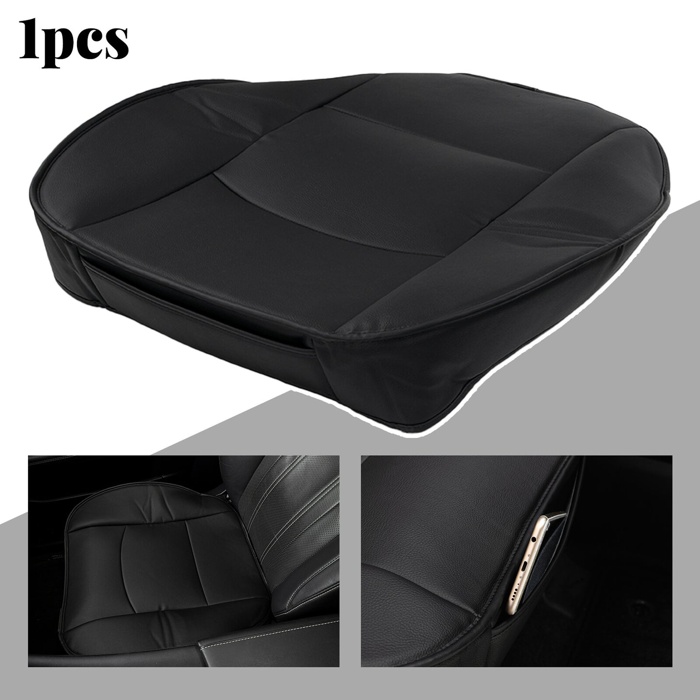 Universal car car for seat pad for seat cushion for seat mat PU leather for seat covers, black Q