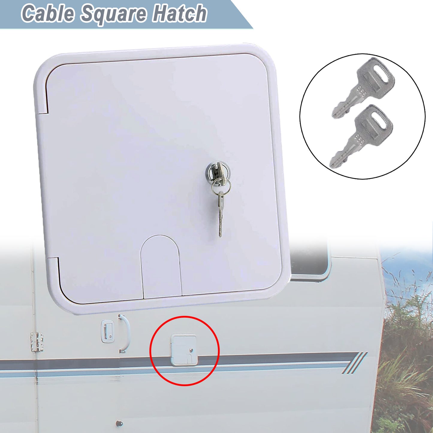 Lockable White Electrical Power Outlet Hatch w/ 2 Keys RV Trailer Camper Travel Q
