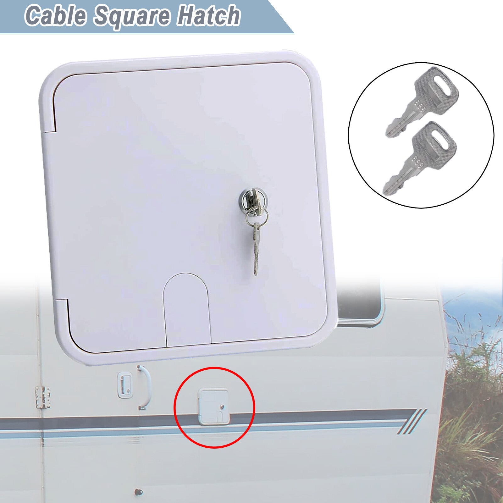 Lockable White Electrical Power Outlet Hatch w/ 2 Keys RV Trailer Camper Travel Q