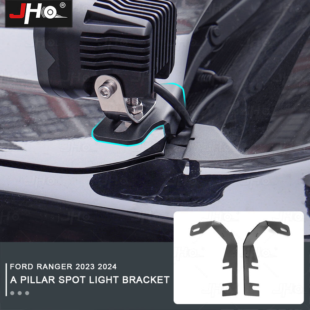 A-pillar Hood Mount Bracket Fit 2 LED Light Bar Pods for Ford Ranger 2023-2024