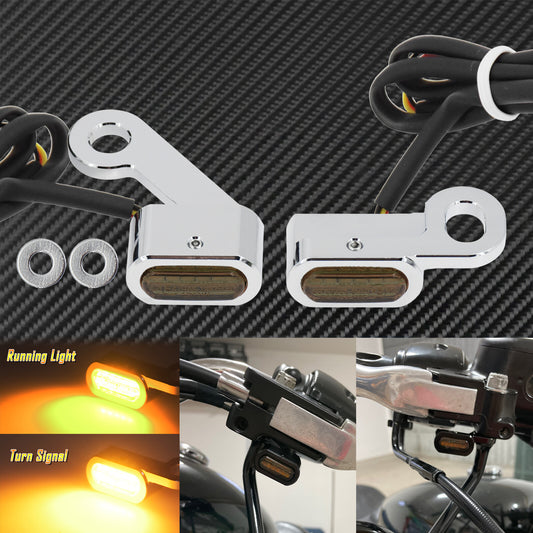 2Pcs Chrome LED Clutch Turn Signal Indicator Running Light Fit For Sportster 883 Q