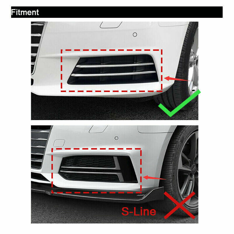 Front Bumper Fog Light Grill Cover Fit for Audi A4 B9 2017-2019 W/ACC Black 2018