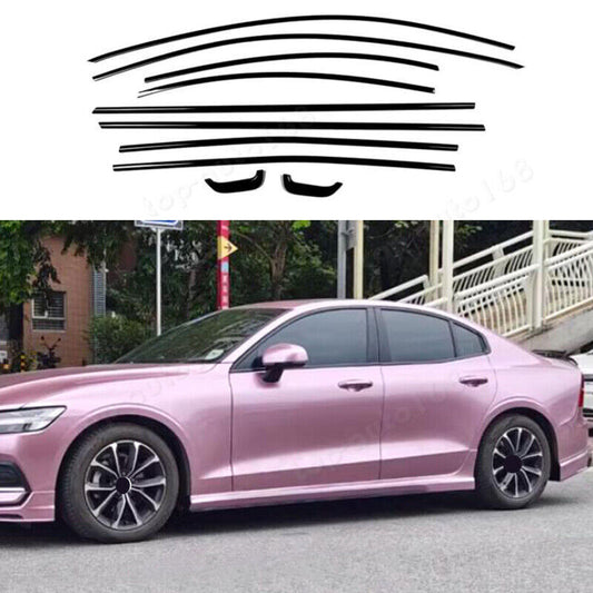 for Volvo S60 2019-2024 Stainless steel Black Windows Full Strip Cover Trim 10x