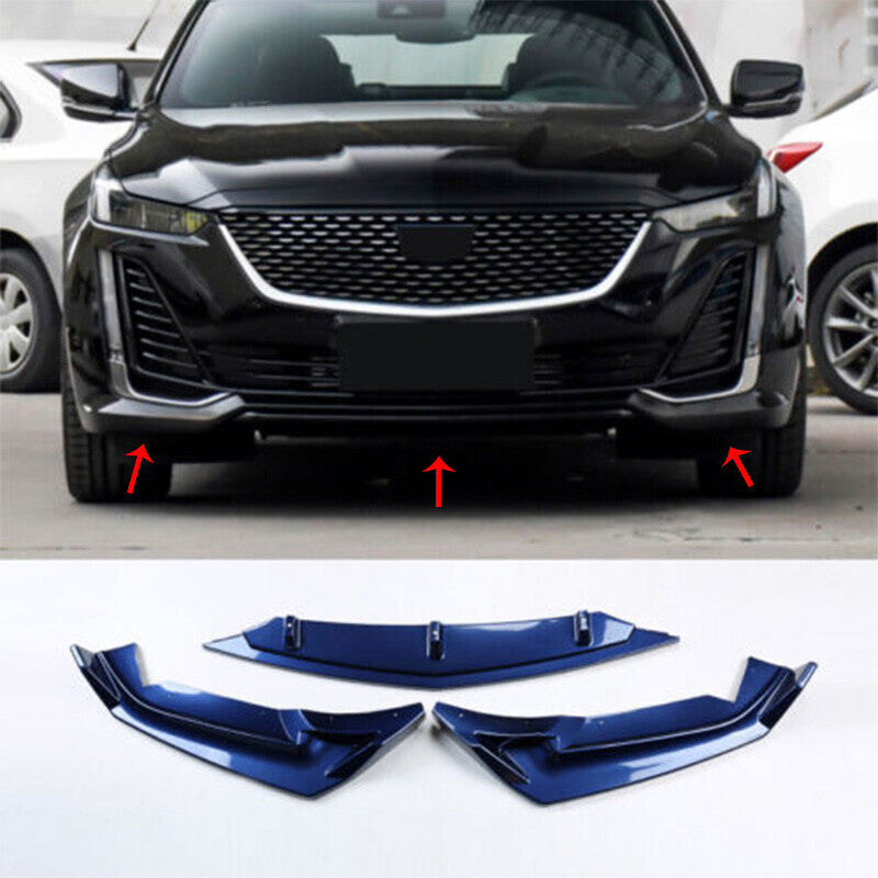 Fit for Cadillac CT5 2020-2023 Blue Glossy Front Bumper Lip Spoiler Splitter 3pc