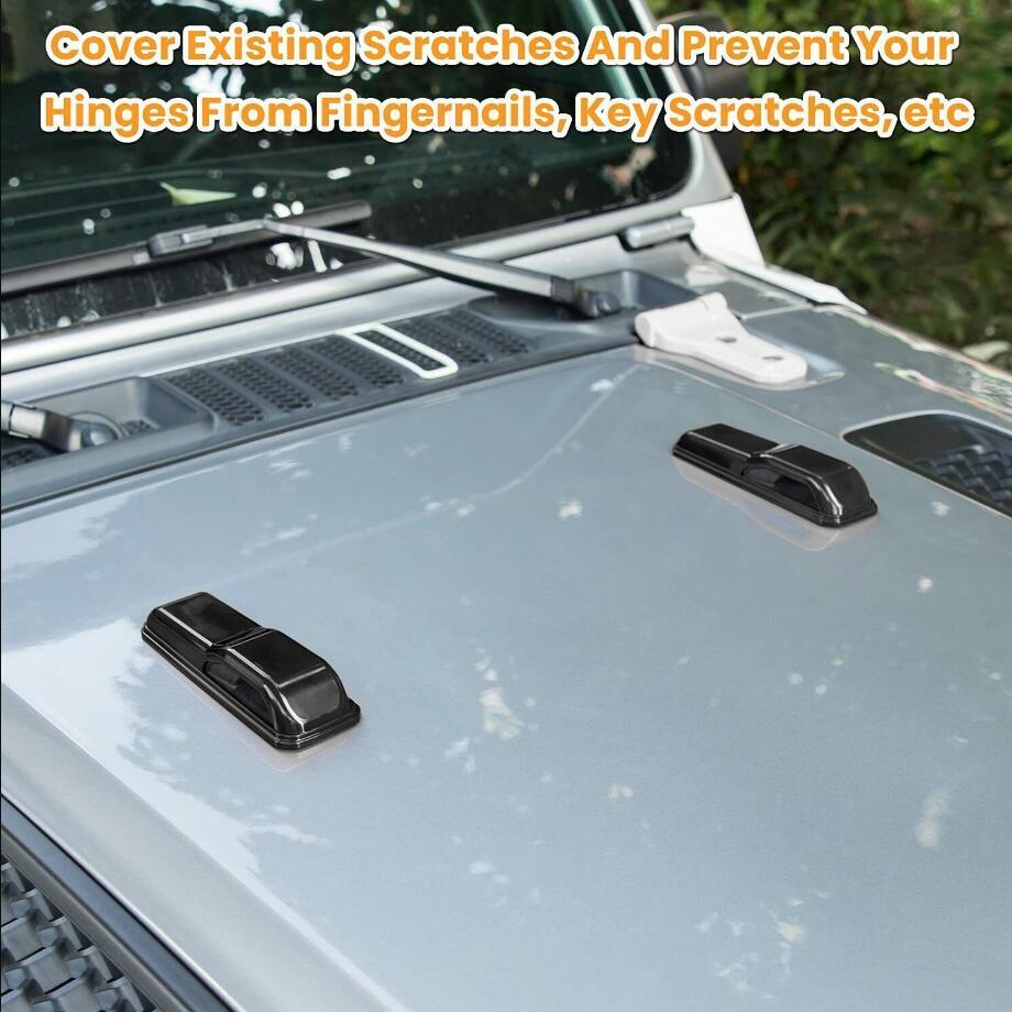 For 2018-2023 for Jeep for Wrangler JL ABS Black Engine Hood Hinge Cover Exterior Trim v
