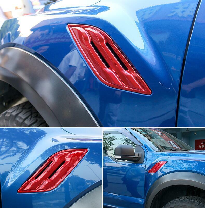 for Ford F150 F-150 2015-2020 Gloss Red Fender Air Vent Outlet Panel Cover Trim