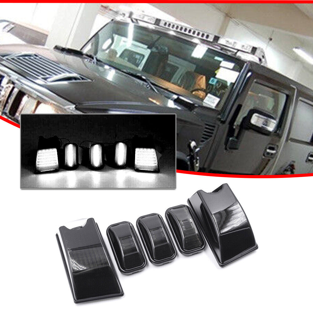 Smoked lens white LED cabin marking lights for 2003-2009 for HUMMER H2 SUV SUT 5-piece set. Q