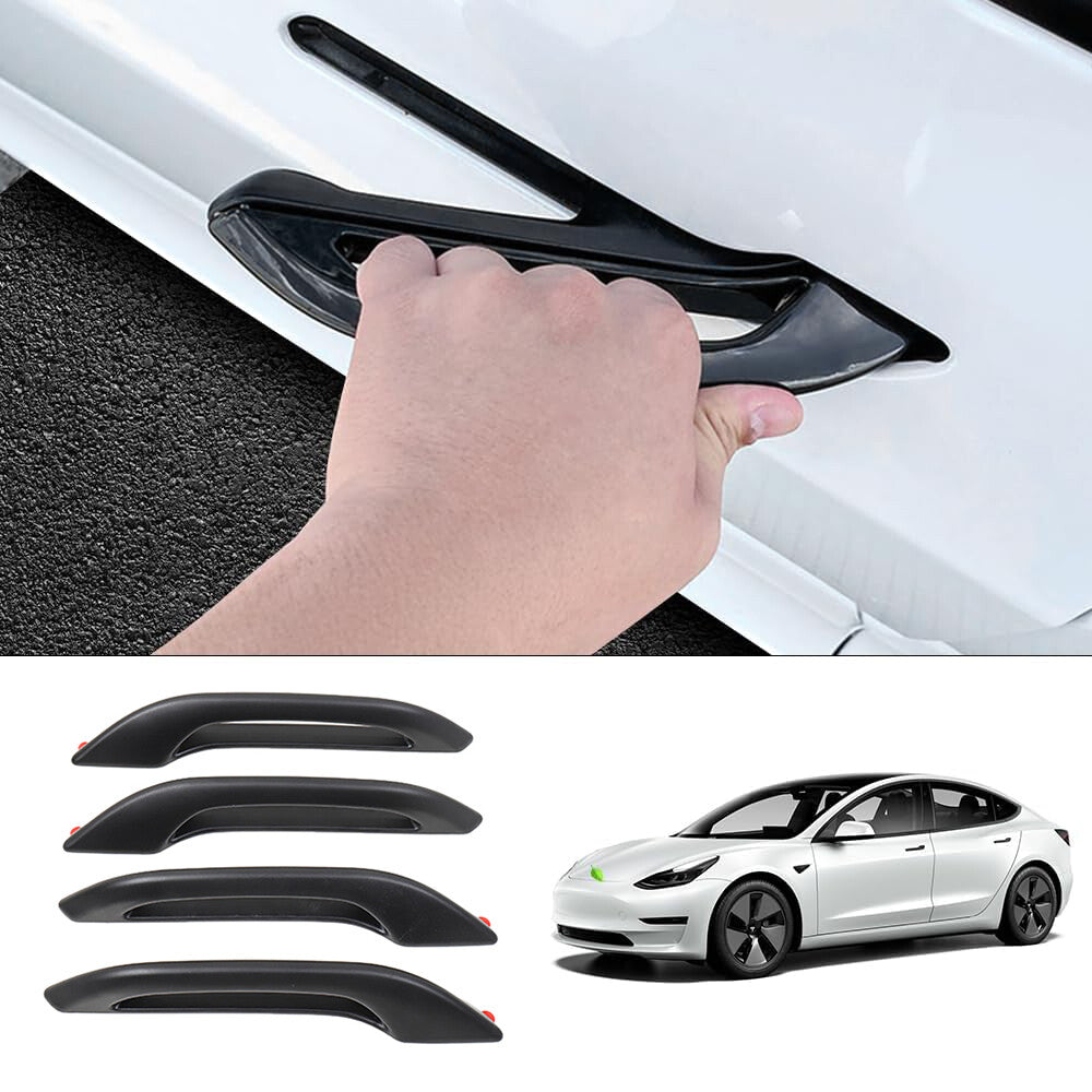 4-piece antifreeze car exterior door handle protector for Model Y 3 Matte black - n