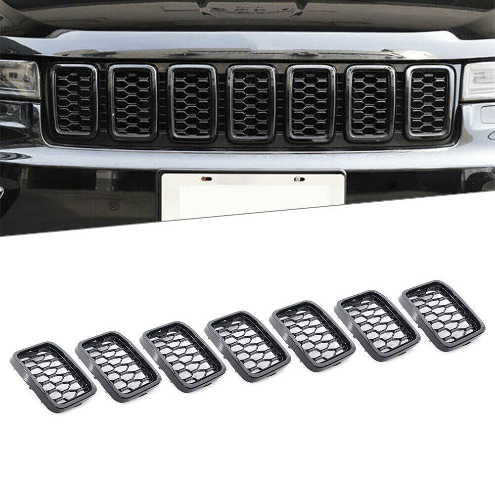 Front Grille Honeycomb Mesh Insert Cover Fit for Jeep Grand Cherokee 17-21 Black