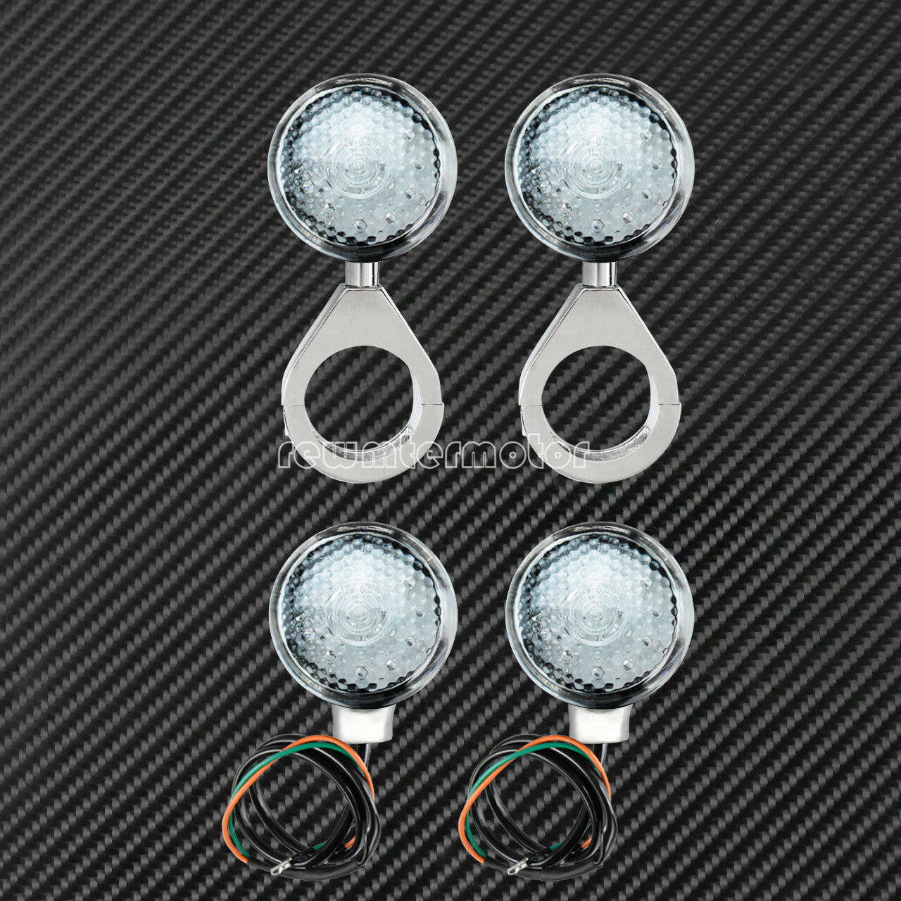 41mm Fork Aluminum All Chrome LED Turn Signal Light w/ Clear Lens Fit for Harley Q
