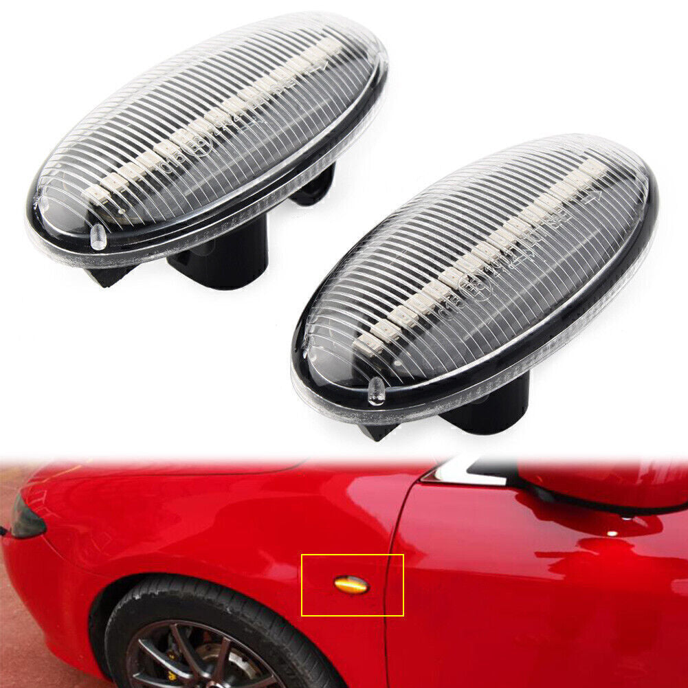 LED Dynamic Side Marker Sequential Blinker Lights Fit for MAZDA 3 2004-2011 Clear