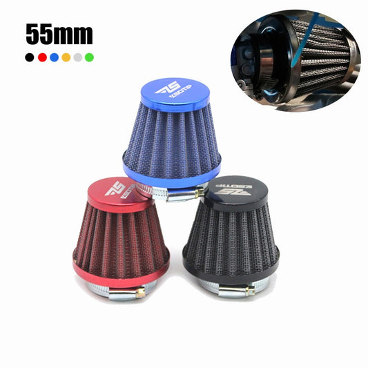 55mm carburetor air filter speed stack for motorcycles, carbide, black/red/blue Q