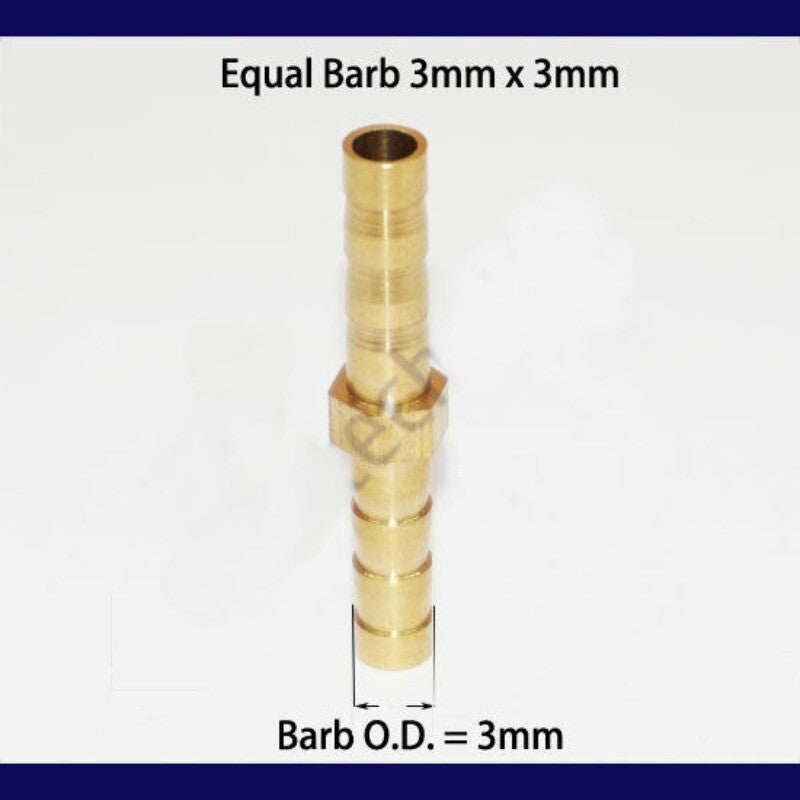 Straight Brass Joiner 3/32 3mm Fitting Hose Barb Tube Connector Union Adapter Q