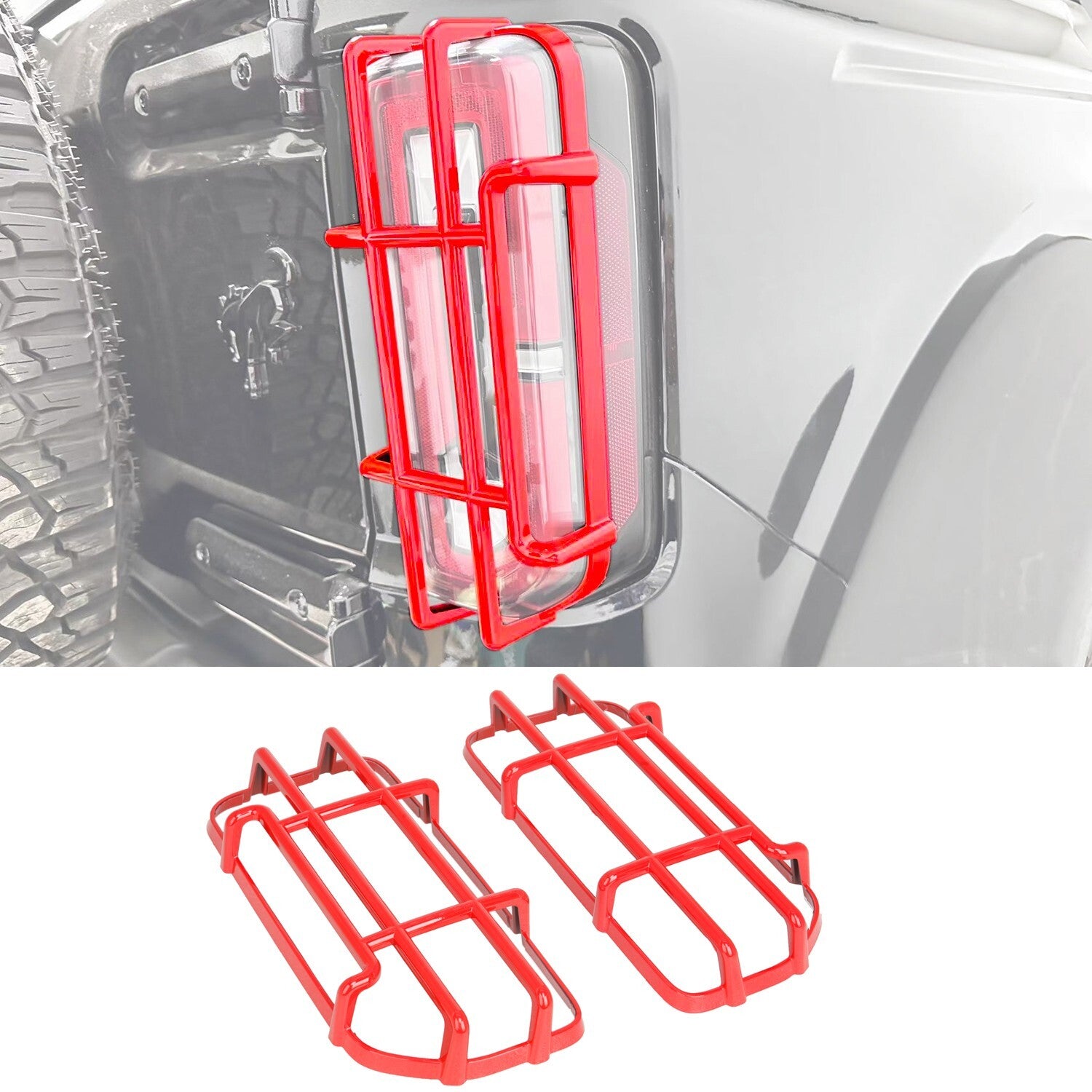 Tail Light Guards  for ford  Bronco 2021-2024 Red Rear Taillight Covers 2-PACK