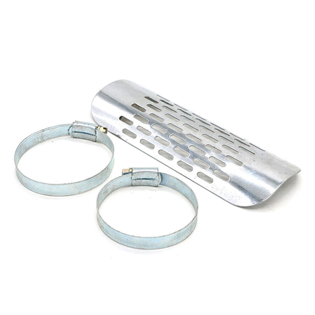 Universal Motorcycle Silver Exhaust Muffler Pipe Heat Shield Cover Heel Guard Q